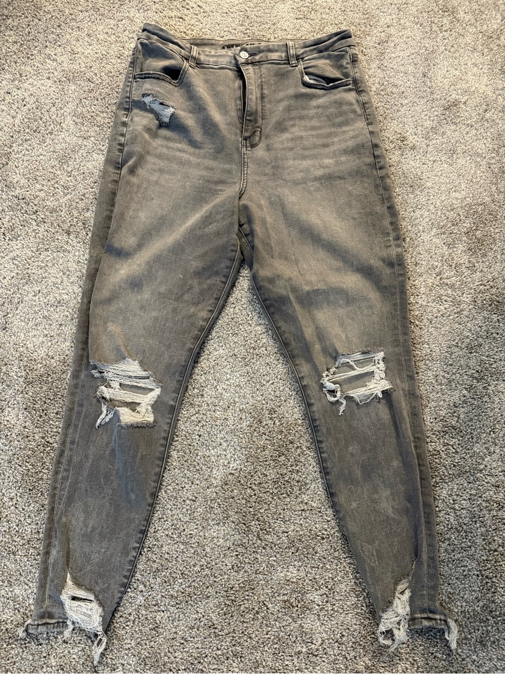 American Eagle Outfitters Women's Distressed Black-Gray Skinny Jeans